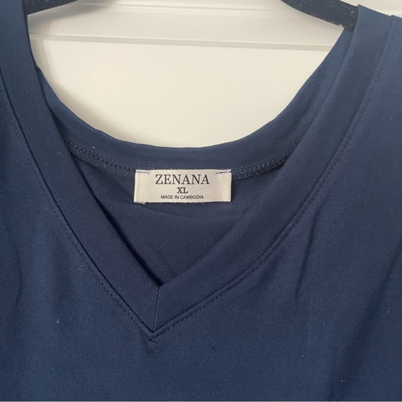 Super soft Zenana navy long sleeve oversized top XL - Picture 3 of 5